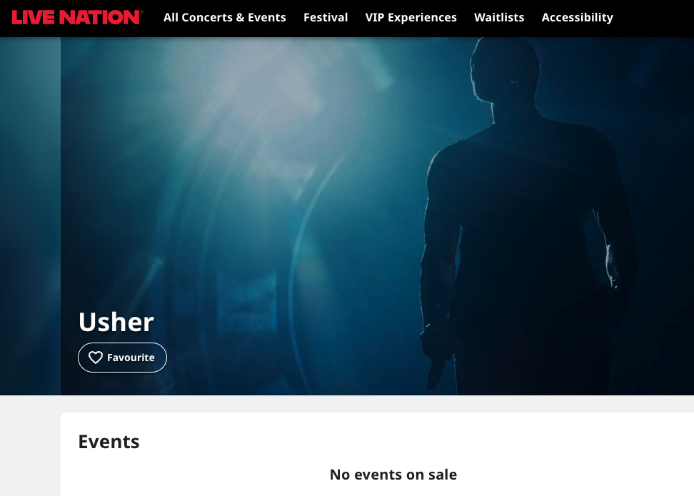 Usher ticket announcement 